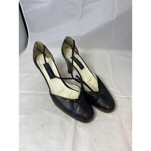 Vintage Joan And David Couture  Black Leather Pumps Women's Shoes US 7 AA